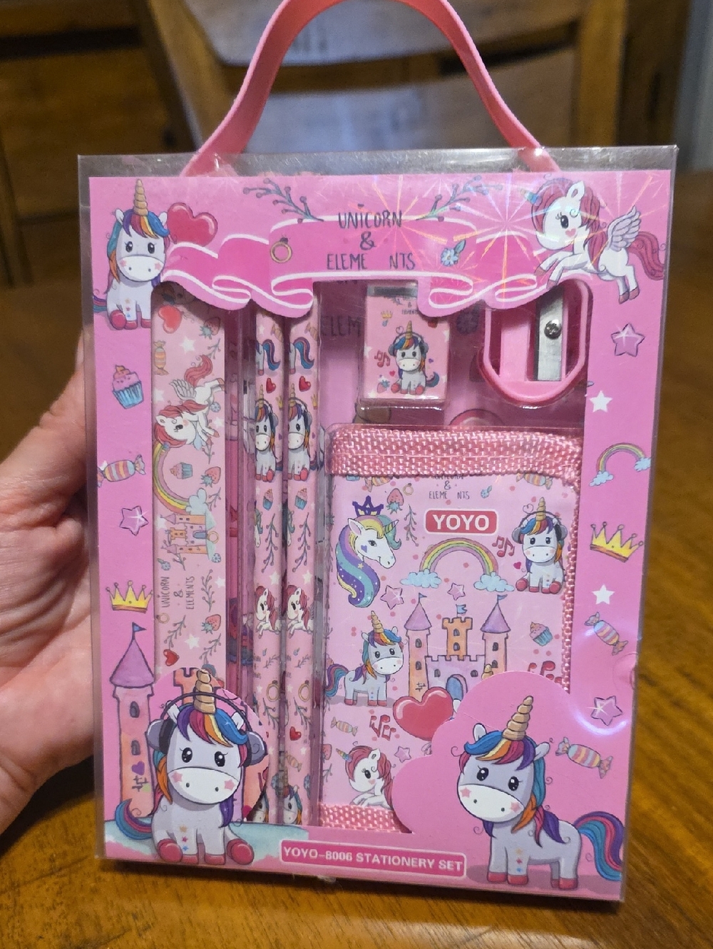 Kids Unicorn Stationery Set - Pink